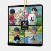 4 Foto Gepersonaliseerd collage met monogram Keramisch Ornament (Links)