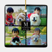 4 Foto Gepersonaliseerd collage met monogram Keramisch Ornament (Achterkant)