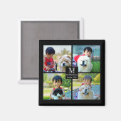 4 Foto Gepersonaliseerd collage met monogram Magneet (Voorkant / Achterkant)