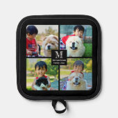 4 Foto Gepersonaliseerd collage met monogram Pannenlap (Voorkant)
