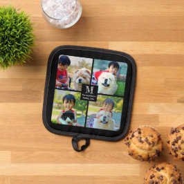 4 Foto Gepersonaliseerd collage met monogram Pannenlap