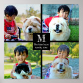 4 Foto Gepersonaliseerd collage met monogram Poster (Voorkant)