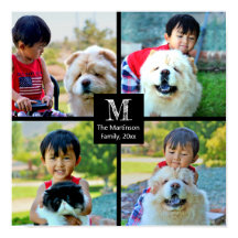 4 Foto Gepersonaliseerd collage met monogram