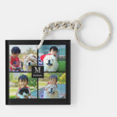 4 Foto Gepersonaliseerd collage met monogram Sleutelhanger (Achterkant)