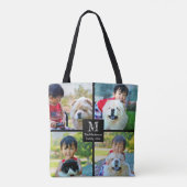 4 Foto Gepersonaliseerd collage met monogram Tote Bag (Achterkant)