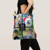 4 Foto Gepersonaliseerd collage met monogram Tote Bag (Dichtbij)