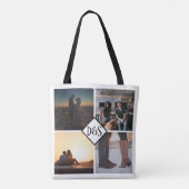 4 Foto gepersonaliseerd collage monogrammen Tote Bag (Achterkant)