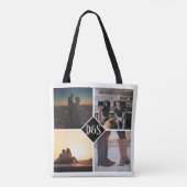 4 Foto gepersonaliseerd collage monogrammen Tote Bag (Achterkant)