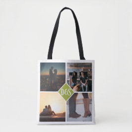 4 Foto gepersonaliseerd collage monogrammen Tote Bag