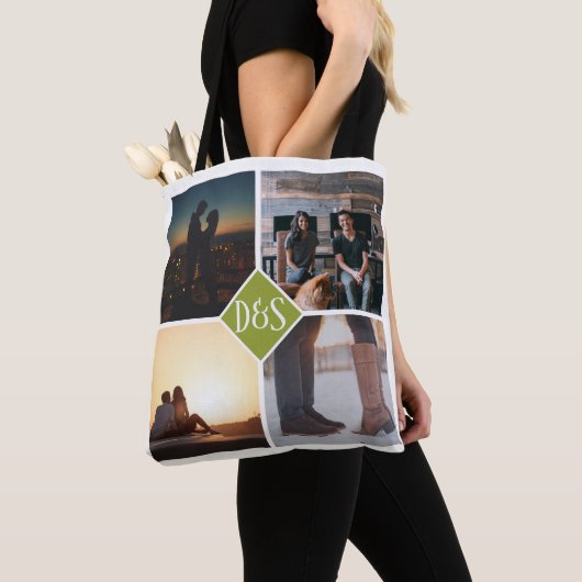 4 Foto gepersonaliseerd collage monogrammen Tote Bag (Dichtbij)