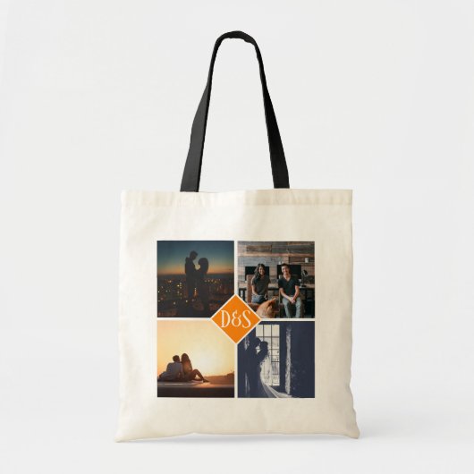 4 Foto gepersonaliseerd collage monogrammen Tote Bag (Voorkant)