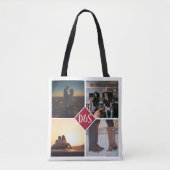 4 Foto gepersonaliseerd collage monogrammen Tote Bag (Voorkant)