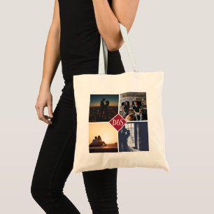 4 Foto gepersonaliseerd collage monogrammen Tote Bag
