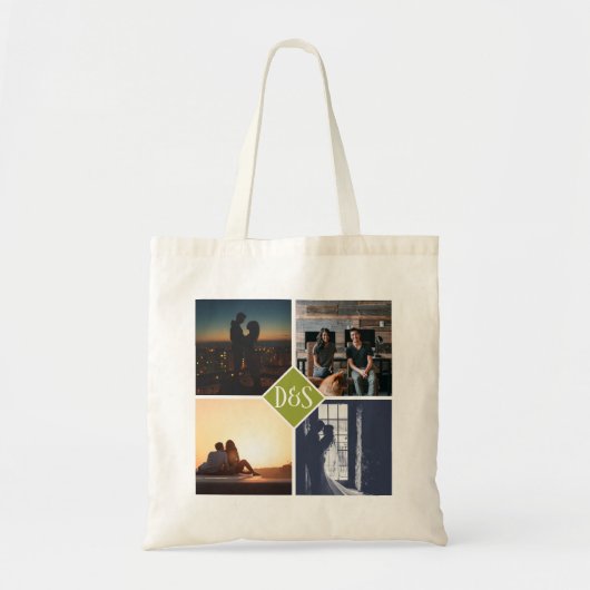 4 Foto gepersonaliseerd collage monogrammen Tote Bag (Voorkant)