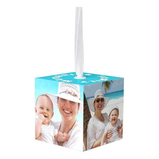 4 Foto gepersonaliseerd Ornament (Achter hoekig)