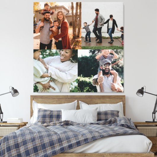 4 Foto gepersonaliseerde aangepaste collage Canvas Afdruk (Insitu (Slaapkamer))
