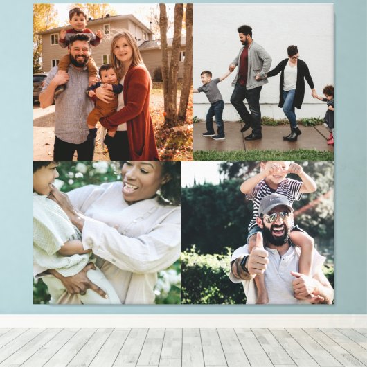 4 Foto gepersonaliseerde aangepaste collage Canvas Afdruk (Insitu (Houten vloer))