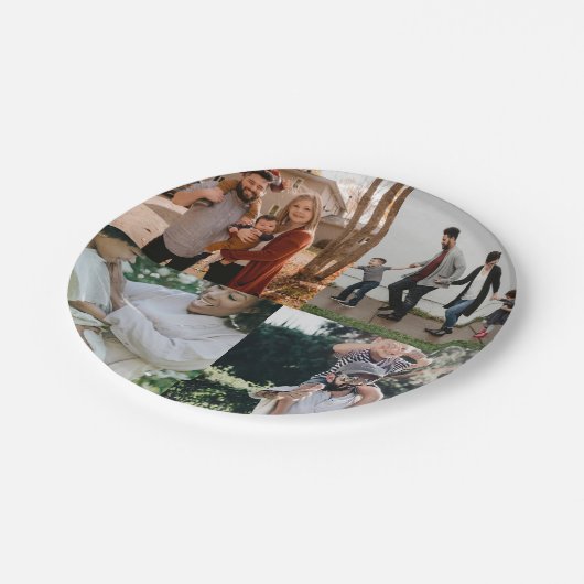 4 Foto gepersonaliseerde aangepaste collage Papieren Bordje (Gekanteld)