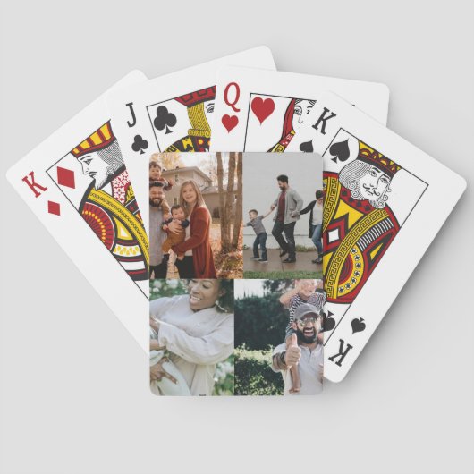 4 Foto gepersonaliseerde aangepaste collage Pokerkaarten (Achterkant)