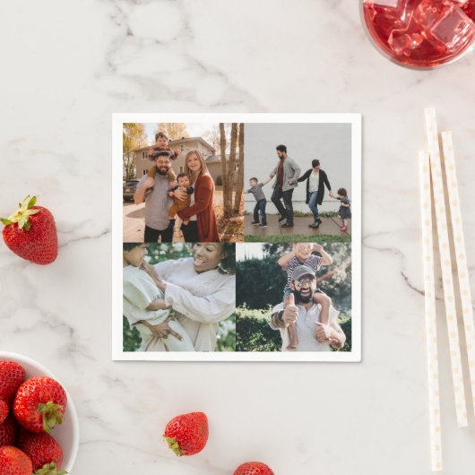 4 Foto gepersonaliseerde aangepaste collage Servet (Insitu)