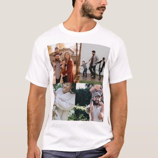 4 Foto gepersonaliseerde aangepaste collage T-shirt (Voorkant)