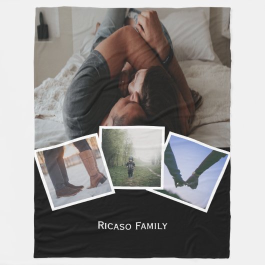 4 Foto Gepersonaliseerde veranderingskleur/klik aa Fleece Deken (Voorkant)