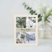 4 Foto Gepersonaliseerde Vrolijke Kerstmisgroet Feestdagenkaart (Staand voorkant)