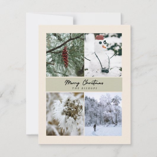 4 Foto Gepersonaliseerde Vrolijke Kerstmisgroet Feestdagenkaart (Voorkant)
