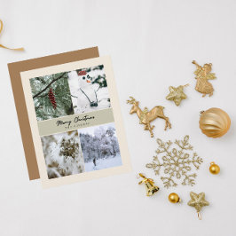 4 Foto Gepersonaliseerde Vrolijke Kerstmisgroet Feestdagenkaart