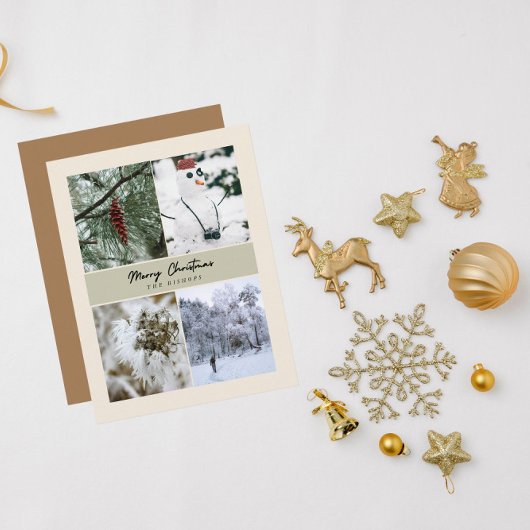 4 Foto Gepersonaliseerde Vrolijke Kerstmisgroet Feestdagenkaart