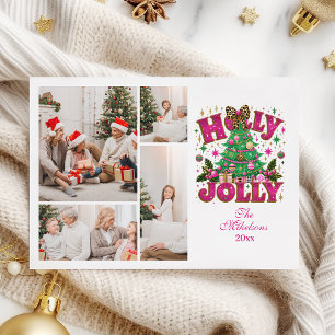 4 Foto Glitter Luipaard Strik Kerstfeest Feestdagenkaart