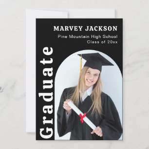 4 Foto Graduation Party Elegant Zwart-wit Kaart