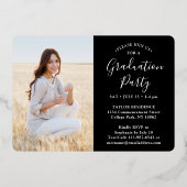 4 Foto Graduation Party Zwart, Wit en Echt Folie Uitnodiging (Achterkant)