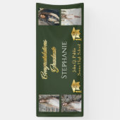 4 Foto Green Gold Congrats Afstuderen Name School Spandoek (Verticaal)