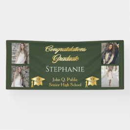 4 Foto Green Gold Congrats Afstuderen Name School Spandoek