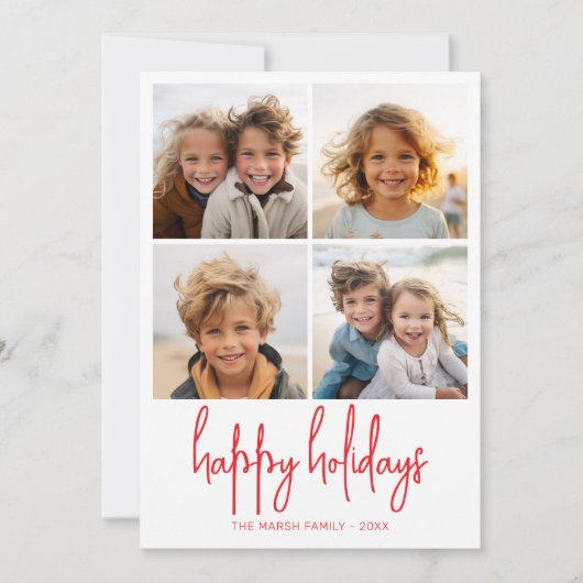 4 Foto groene en rode Stippen - Kerstfeest Feestdagenkaart (Voorkant)