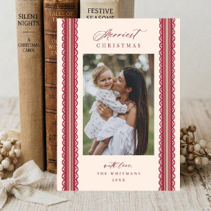 4 Foto Hand Getekende Schelp Lint Streep Kerstmis Feestdagenkaart