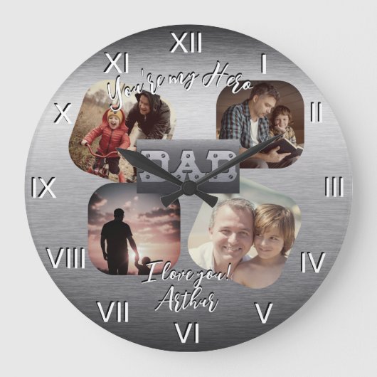 4 Foto - Happy Father's Day Metal Theme Grote Klok (Voorkant)