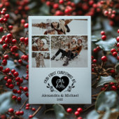 4 Foto Hart Eerste Kerst als Mr & Mrs. Feestdagenkaart