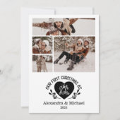 4 Foto Hart Eerste Kerst als Mr & Mrs. Feestdagenkaart (Voorkant)