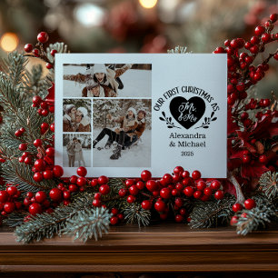 4 Foto Hart Eerste Kerstmis als Mijnheer & Mevrouw Feestdagenkaart