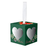4 Foto Harten Santa's Rendier Cube Ornament (Voorkant hoekig)