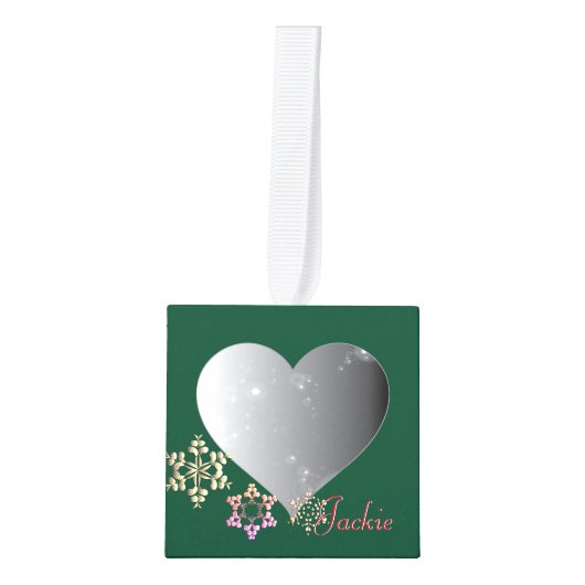 4 Foto Harten Santa's Rendier Cube Ornament (Voorkant)