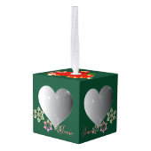 4 Foto Harten Santa's Rendier Cube Ornament (Achter hoekig)