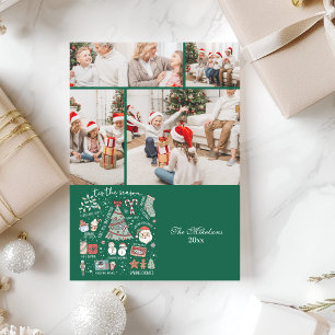 4 Foto Het Is Kersttijd Retro Groen Kerstfeest Feestdagenkaart