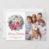 4 FOTO Holly Berry Kardinaal Poinsettia Kerstmis Feestdagenkaart (Voorkant)