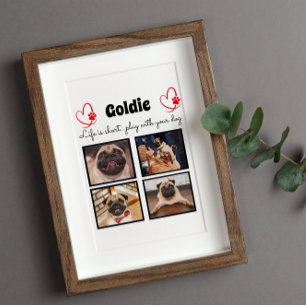 4 foto honden halsband collage - op maat gemaakte  fotoplaat