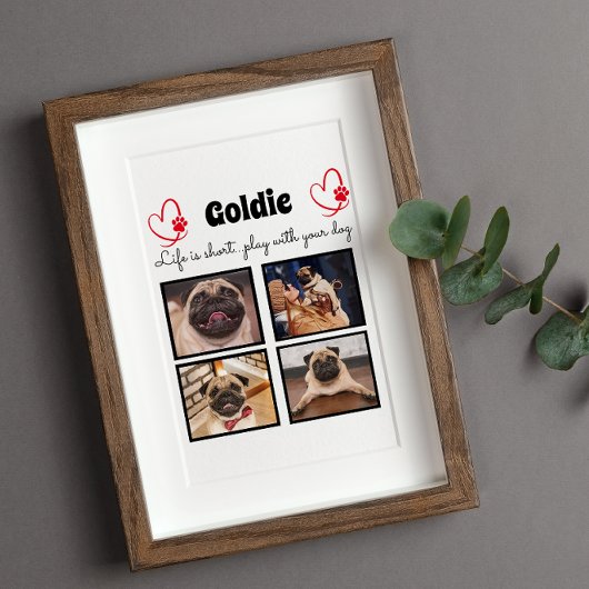 4 foto honden halsband collage - op maat gemaakte  fotoplaat