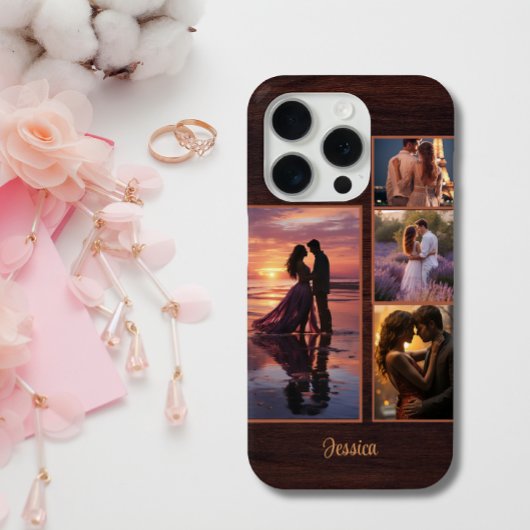 4 Foto Hout Graan Timber Gepersonaliseerde Naam Te Case-Mate iPhone Case