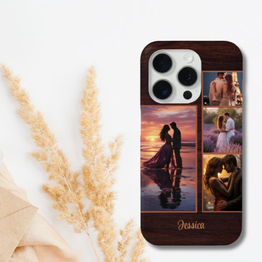 4 Foto Hout Graan Timber Gepersonaliseerde Naam Te Case-Mate iPhone Case